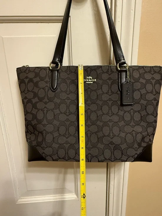 Coach Black/Charcoal Signature Tote with Leather Trim - Picture 10 of 11